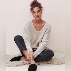 Jenni Kayne Cream V-Neck Sweater